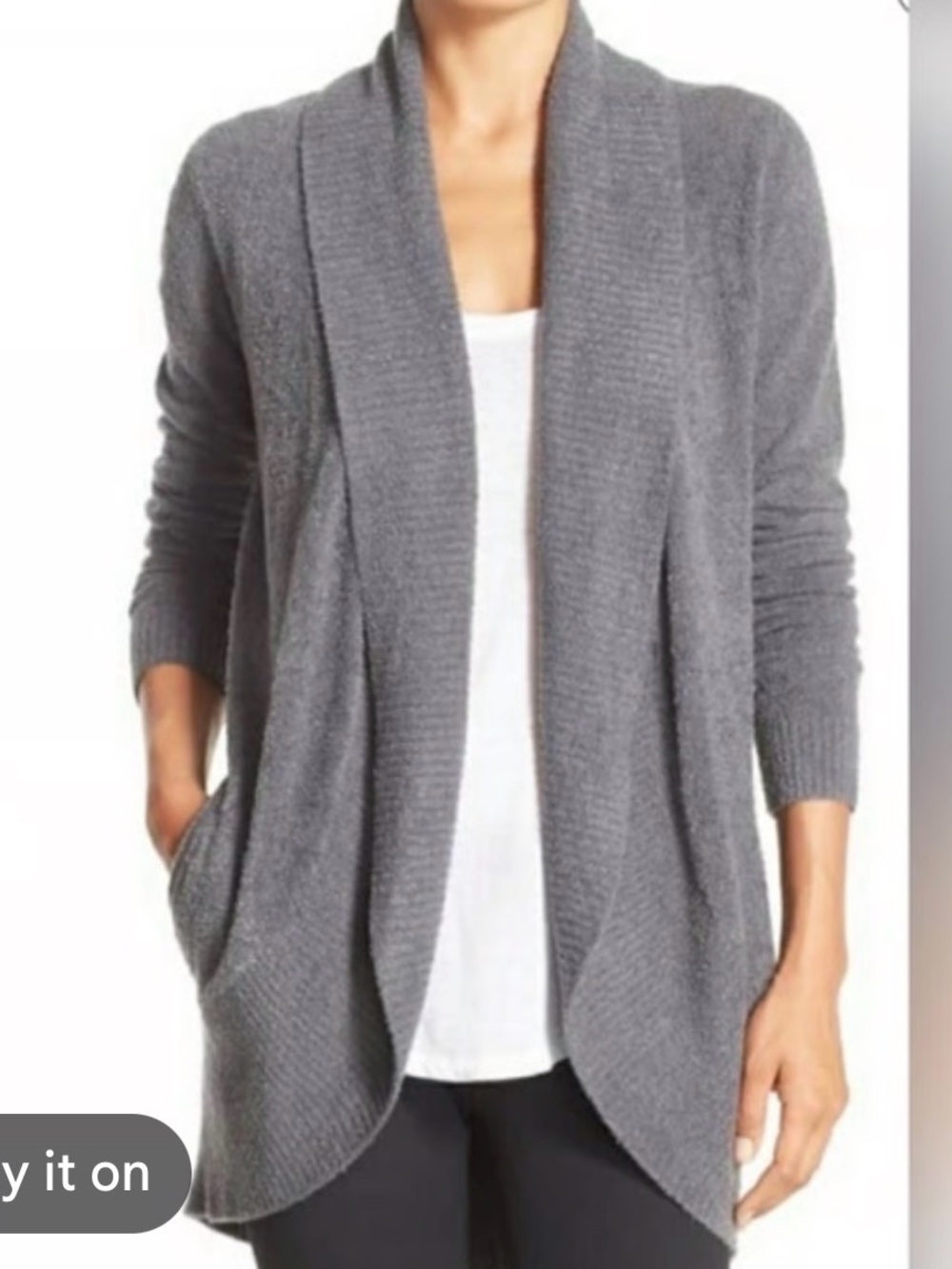 Barefoot Dreams Gray Shawl-Collar Open Cardigan